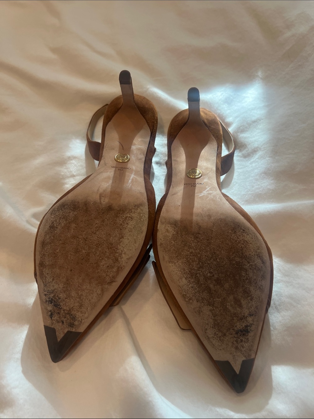 Veronica Beard Rust Suede Pointed Slingback Heels - Picture 4 of 4